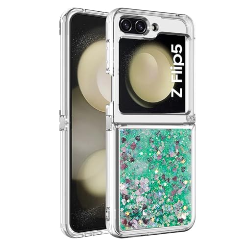 Coque Samsung Z Flip 4 5G Glitter Quicksand antichoc vert dégradé