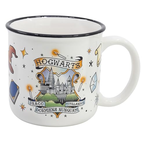 VARZI CARTOLERIA DAL 1956-TAZA Ceramica Desayuno 400 ML | EN Caja Regalo Harry Potter Magic Symbols Merchadising, Multicolor (STOR 6640)