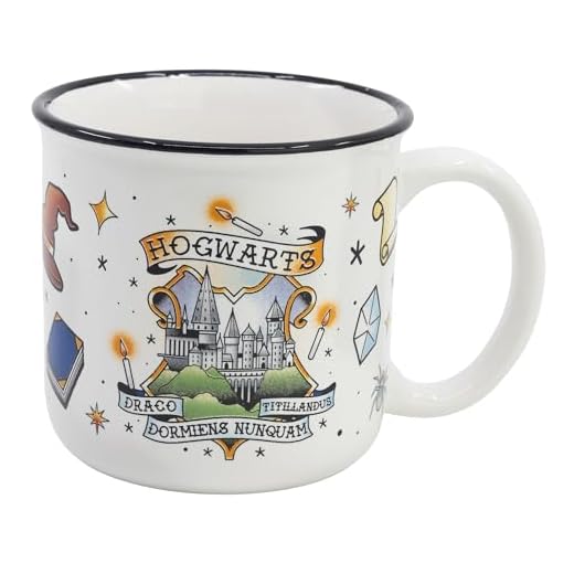 VARZI CARTOLERIA DAL 1956-TAZA Ceramica Desayuno 400 ML | EN Caja Regalo Harry Potter Magic Symbols Merchadising, Multicolor (STOR 6640)