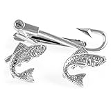 MRCUFF Fish Fisherman Fishing Hook Pair of Cufflinks & Tie Bar Clip in Presentation Gift Box & Polishing Cloth