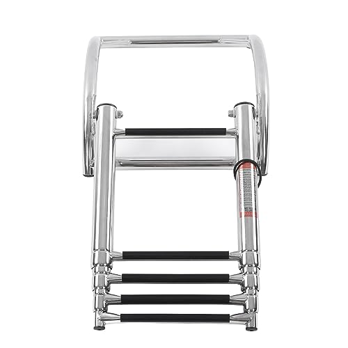 Bediffer 4-stufige Bootsstegleiter, Klappbare Deckleiter aus Edelstahl 316 für Marineyachten, Schwimmbäder, Fischerboote, Pontons – Polierte Oberfläche