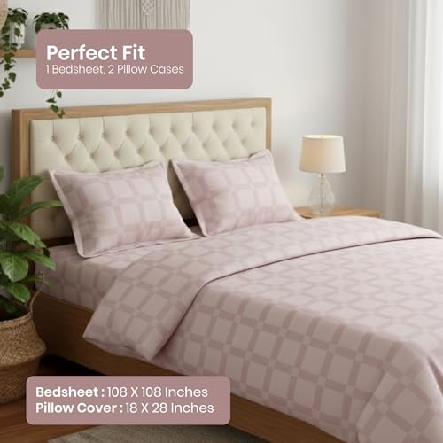 Image of Mush Satin Bedsheet King Size with 2 Pillow Case | 400 TC Bedsheets for King Size Bed | Cooling, Soft & Breathable Satin Bed Sheet, Premium Bedsheets Kingsize (Lavender, Jacquard Collection)