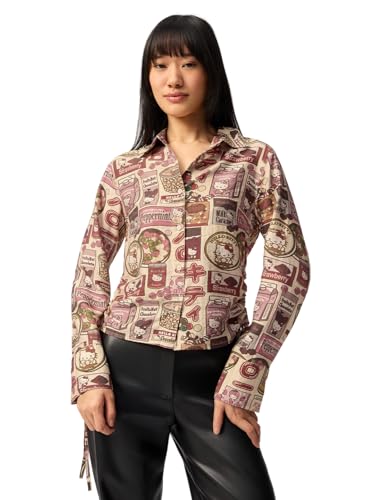 Chemise à manches longues délicate en polyamide léger imprimé premium
