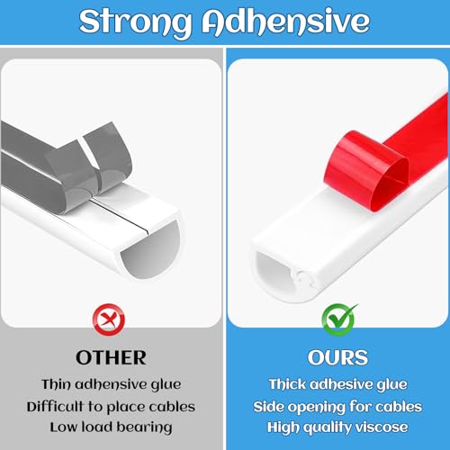 Kabelkanal Weiß Selbstklebend, Mini Kabelkanal 2 m, Flexible Kabelabdeckung zum Verstecken von 1 Kabel, Kabelbrücke Boden für Zuhause, Büro, Vermeidung von Stolperfallen (14x10mm)