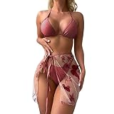 GADXE Damen-Bikini-Badeanzug, vorne, über Kreuz, zum Schnüren, Zweiteiliger Badeanzug Herren Tops Tumblr (A1-Red, L)