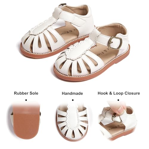 Image of Felix & Flora Toddler Girls Sandals Soft Rubber Princess Flat Shoes Flower Girl Shoes