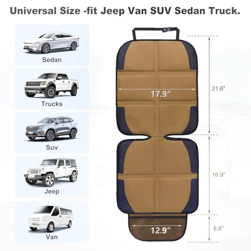 Image of Car Seat Protector for Child Car Seat, 2 Pack Baby Car Seat Covers with Mesh Pockets & Non-Slip Backing 600D Durable Seat Protector