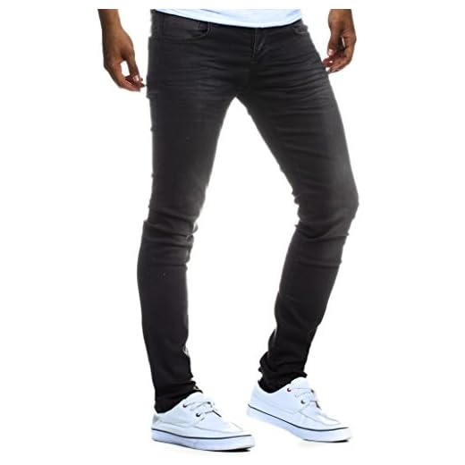 Leif Nelson Herren Jeans Hose Slim Fit Denim Blaue Schwarze Lange Jeanshose für Männer Coole Jungen weiße Stretch Freizeithose Cargo Chino Sommer Winter Basic LN301 Schwarz W32/L30
