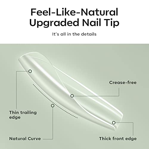 Image of Modelones Long Coffin Nail Tips - 500Pcs Fake Nails Gel Clear Soft Acrylic Press on Pre-shape Full Cover Gel Extension Home DIY Salon Art Design 10 Sizes