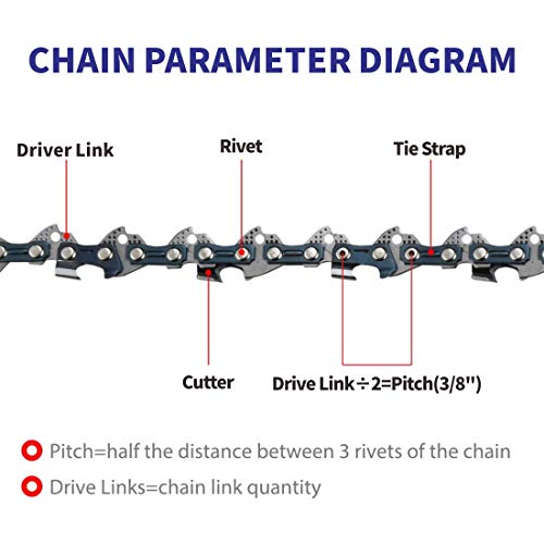2 Pack S52 AdvanceCut 14-Inch Chainsaw Chain 3/8 LP .050" 52 Drive Links Compatible with Craftsman Poulan Ryobi Portland Harbor Freight 64497 64498 Homelite Echo Greenworks SWJ699E Sun Joe Saw