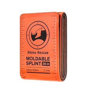 RHINO RESCUE First Aid Splint 36″ X 4.3″ Orange-Gray, Keep Bones in Position (1, Folded)