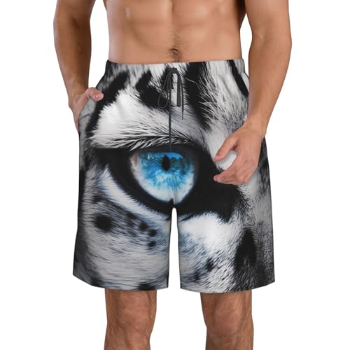 Men's Swim Trunks Quick Dry Bathing Suits Snow Leopard Eye Beach Board Shorts Swimwear with Pockets