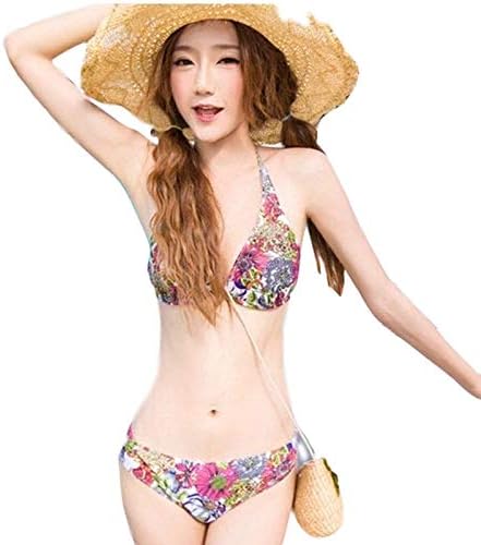 Amazon 水着 ペイズリー柄 カラフル ホルターネックビキニタンキニ レディース パンツ リゾート M ビキニ セパレーツ 通販