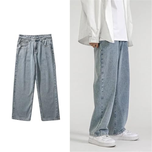 Men's Baggy Wide-Leg Jeans Classic All-Match Solid Color Straight-Leg Denim with Pockets3