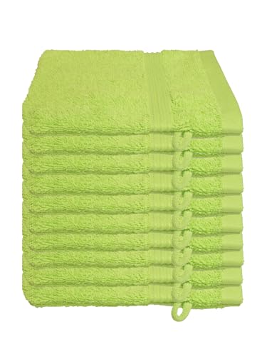 Julie Julsen 10er Pack Waschhandschuhe Chemikalien-Frei 600g/m² Apfelgrün 15 x 21 cm 100% Baumwolle - Oeko TEX Std 100 Zertifizierung… – Ansicht 1