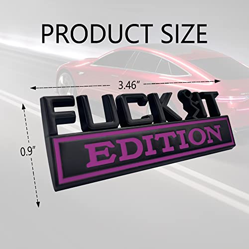 Image of Fuck IT Edition Emblem, Car Exterior Emblems Badge 3D Sticker Decal, Fuck-IT Edition Emblem 3D Fender Badge Decal, 3D Fender Badge Decal Car Truck Replacement, Fit for All Cars (Black Purple)