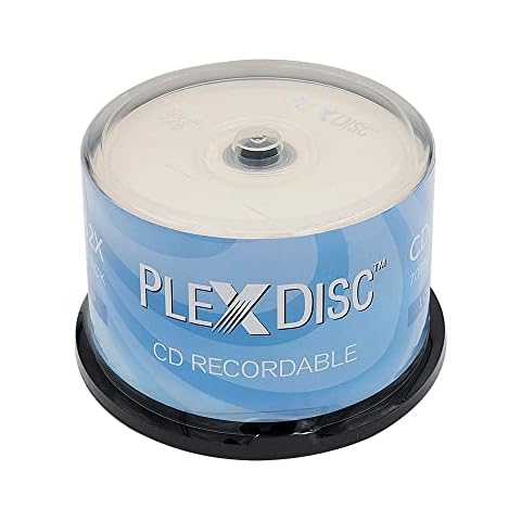 PlexDisc CD-R Blank Discs 700MB 52X Logo Top Recordable Media - 50 Pack Cake Box (FFP) Blank CDs CDR Disc Cover