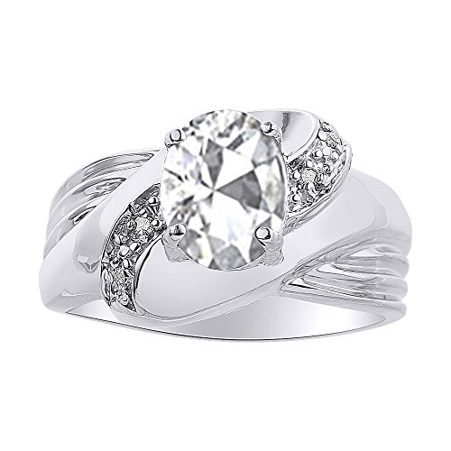 Bague en argent sterling topaze blanche ne ternit pas peau sensible