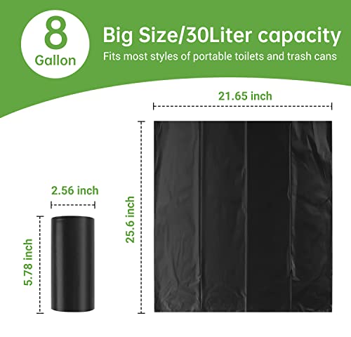 100 Portable Toilet Bags For Camping, 8 Gallon 1.3 Mil Thickened Compostable Toilet Replacement Bags For Portable Potty, Trash Bags For Outdoor Hiking Boating Car Travel #TOP4