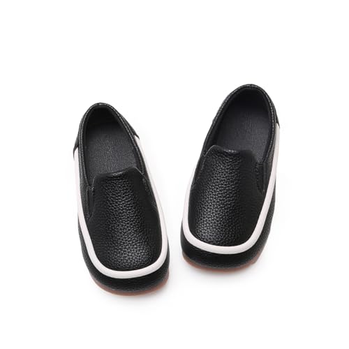Image of SOFMUO Toddler Boys Girls Loafers Slip On Little Kids Oxford Dress Flats Casual Boat Shoes School Uniform Moccasin Daily Walking Shoes