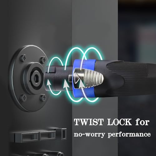 1 pack 10 feet pro road tour 4 conductor speakon cable - 12 gauge speak-on to 4-wire cables for chuchero tweeters mids wiring 4 conductors 10ft