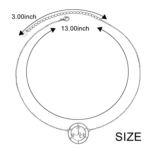 Ladytree Sigil of Lilith Choker S925 Sterling Silver Sigil of Lilith Choker Necklace Gifts for Women Rolo Chain 13+3 inches4