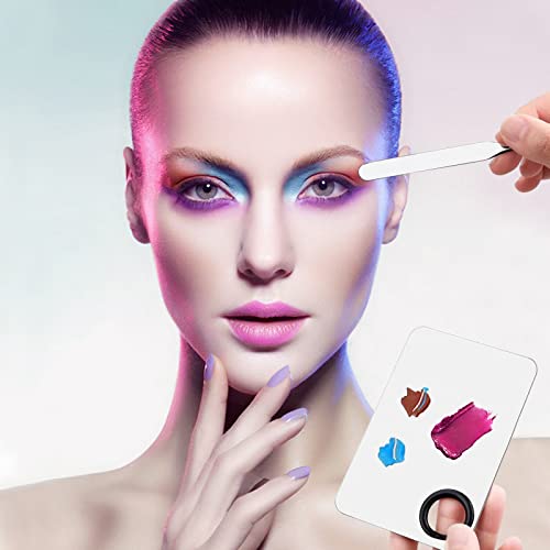 Makeup Spatula,Korean Spatula Makeup Stainless Steel Makeup Spatula And Palette Set,Professional Foundation Spatula Facial Cosmetic Makeup Tool (6 Powder Puff +1Spatula+1 Rectangle Palette). #TOP1