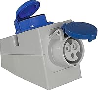 as - Schwabe - CEE Wanddose - Camping Kupplung - 230 V, 16 A, 3-polig - mit Schutzkontaktsteckdose - IP44 fremdkörper- und spritzwassergeschützt - zur Verwendung im Außenbereich - blau, 61449