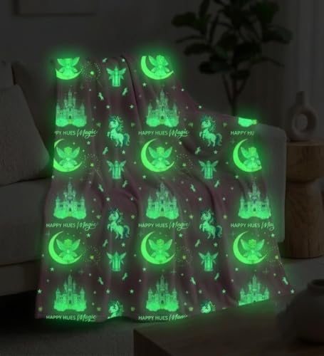 Image of Happy Hues Glow in The Dark Blanket Kids-Teens Boys & Girls Travel Lightweight Throw Blankets Soft & Fluffy (Magic)
