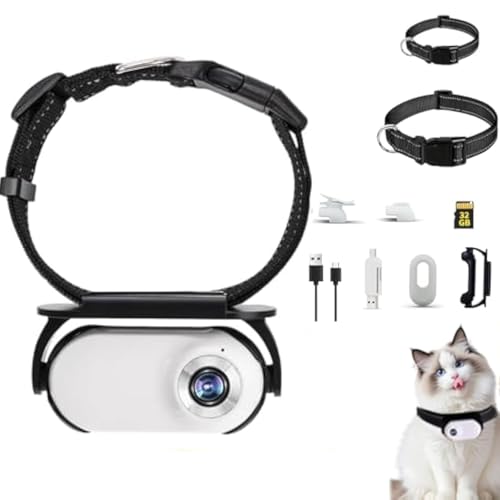 Cat Cam Pro 2.0 Catcam Pro collare per cani videocamera HD 1080p wireless mini sport con registrazione video leggero e impermeabile ideale per avventure Dog Pet Cam bianco 32 GB