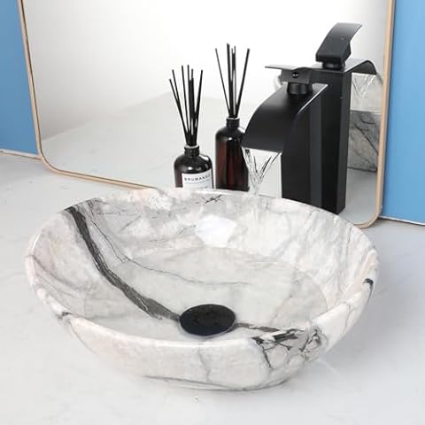 MEKKHALA White Black Marbling Sink Cover
