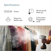 Braun QuickStyle 5 GS5031BL Dampfglätter, Dual FreeGlide 3D Technologie, FastSteam Technologie, Steamer, Dampf 25 g/min, Wassertank 150 ml, 2,5 m Kabellänge, in 45 Sekunden bereit, 1200W, Schwarz/Blau – Ansicht 6