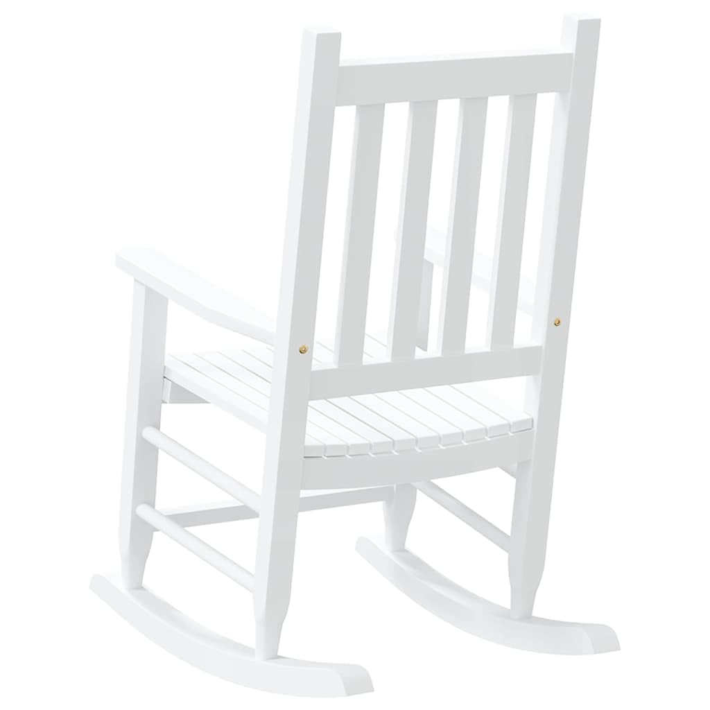 VidaXL Mecedora para Niños de Madera Maciza de Álamo Blanca - Exterior y Jardín - Pequeña