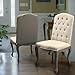 Christopher Knight Home Jolie Tufted Fabric Weathered Hardwood Dining Chairs, 2-Pcs Set, Beige