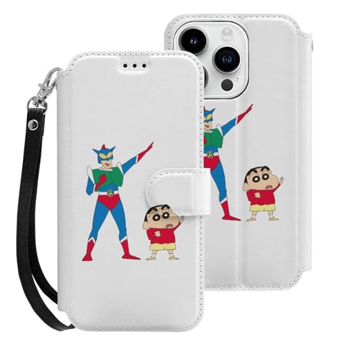 クレヨンしんちゃん iPhone15Pro用ケース 手帳型 スマホケース アイホン15Pro用 財布型カバー カードポケット スタンド機能 誕生日ギフト 人気 男女兼用