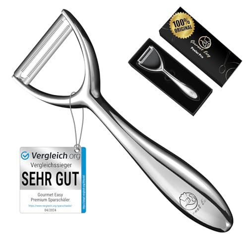 Premium Sparschäler aus Edelstahl für Obst & Gemüse l Schäler mit ultrascharfer Klinge geeignet als Kartoffelschäler & Spargelschäler mit ergonomischem & rutschfestem Griff., 7.99 €