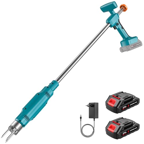 Extractor Malas Hierbas, Desherbador Electrico con 2 Baterías 3,0Ah, Cabezal de Acero con 3 Garras, Penetración de 6 cm, Desherbador Bateria Inalambrico para Jardín y Césped