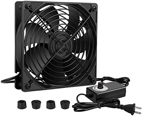 Qirssyn 120mm AC Powered Fan with Vriable Speed Controller, AC 110V to 220V Vriable Speed Fan for Receiver Amplifier DVR Playstation Component Cooling