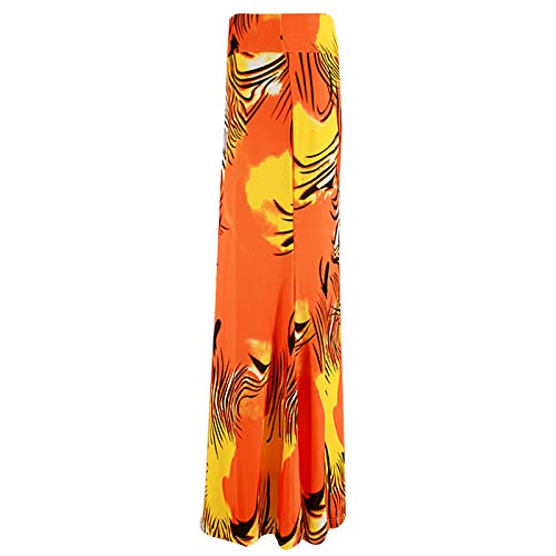 Women Floral Print High Elastic Waist Hip Package Maxi Long Skirt Summer Straight Full Skirt3