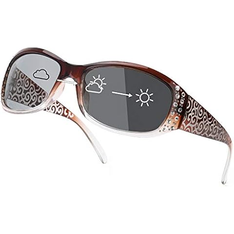 IGnaef Photochromic Rhinestone Women's Sunglasses Cover