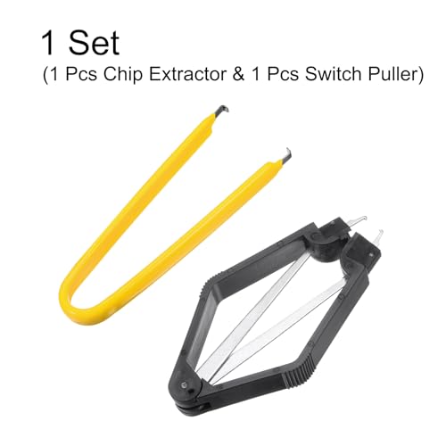 Image of uxcell IC Chip Extractor 100mm Stainless Steel with U Shape IC Chip Switch Puller Yellow for Component Motherboard, 2pcs