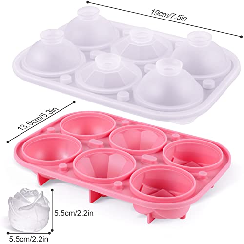 Ice Cube Tray, Mikiwon 2.2 Inch Silicone Large Ice Ball Maker,Ice Rose Maker,Ice Diamond Maker With Covers,Large Ice Cube Molds For Whiskey, Cocktails And Homemade, Keep Drinks Chilled,Bpa Free (Pink) #TOP1