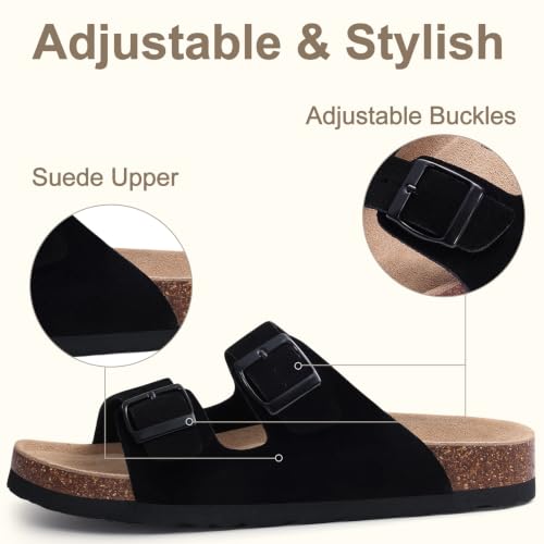 Image of KIDMI Women's Cork Footbed Casual Summer Sandals with Mild Arch Support