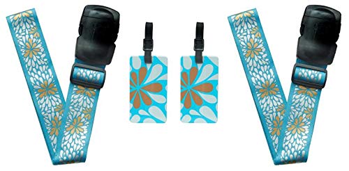 Image of ORB Travel - Travel Essentials Kits-TE215-Blooms-Turquoise /Metallic Gold