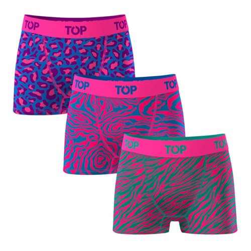 TOP - Girls' Cotton Blend Boxer Briefs - Pack of 3 - US 4 - Neon Pink - Ultra-Soft, Breathable Fabric for All-Day Comfort