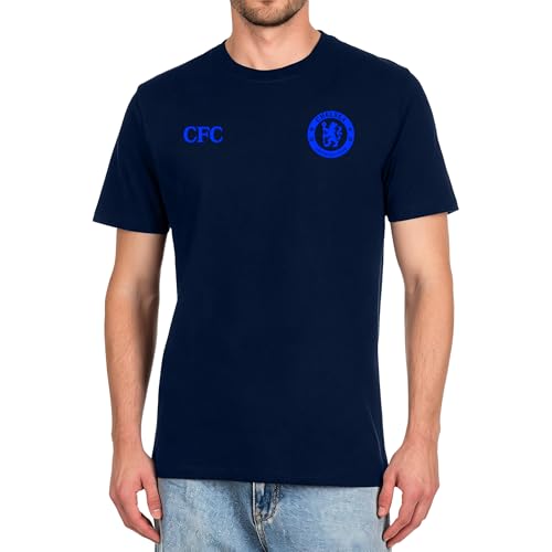 Icon Sports Officially Licensed Chelsea FC Cotton T-Shirt - Unisex Adult - CHL613CT Navy L