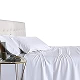 Royal Tradition 100 Percent Bamboo Bed Sheet Set, Queen, Solid White, Super Soft and Cool Bamboo...
