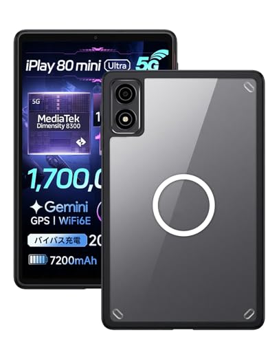 For ALLDOCUBE iPlay 80 mini Ultra �P�[�X �J�o�[ �}�O�l�b�g�Ή� 2026�N���� �N���A YAJOJO TPU�t���[���{PC�w�� ��d�\�� �y�� ���^ �ϏՌ� �����h�~ �S�ʕی�i�u���b�N�j