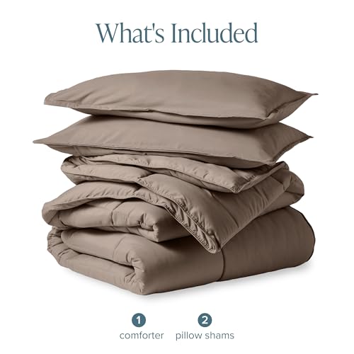 Image of Bare Home Comforter Set - Queen Size - Goose Down Alternative - Ultra-Soft - Premium 1800 Series - Hypoallergenic - All Season Breathable Warmth (Queen, Taupe)