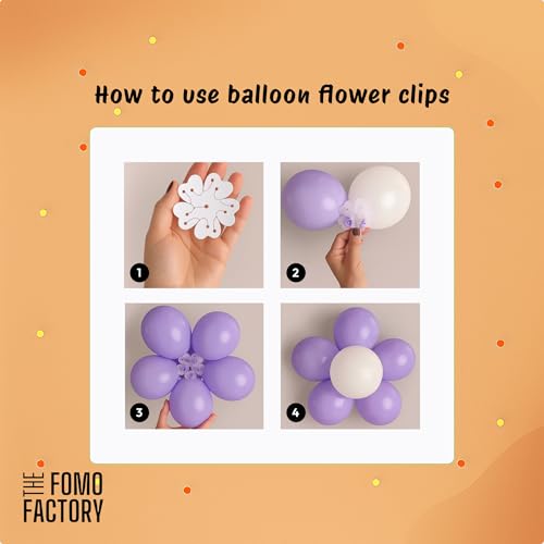 Image of The FOMO Factory 8 Pcs Flower Balloon Clips + 50 Chrome Metallic Balloons with lime green HBD Banner - Earthy Jungle Theme Birthday Decoration Items for Kids, & Events (EarthyFC)